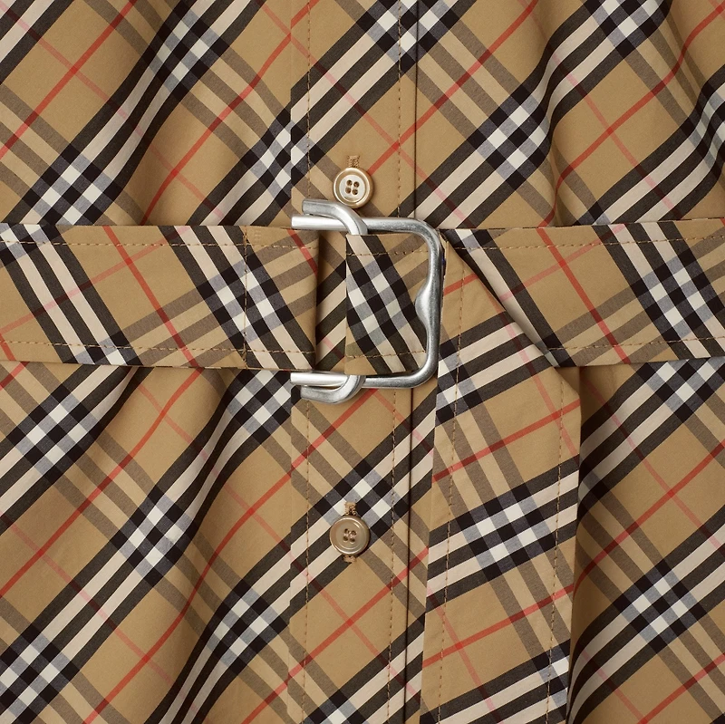 Check Cotton Shirt Dress in Sand - Women | Burberry® Official