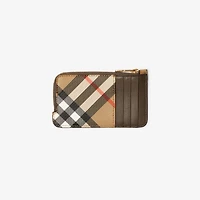 Check Zip Card Case in Sand - Women | Burberry® Official