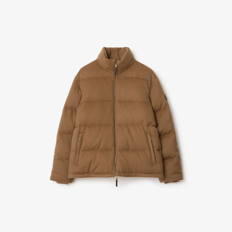 Cashmere Snowdon Puffer Jacket in Camel - Men | Burberry® Official