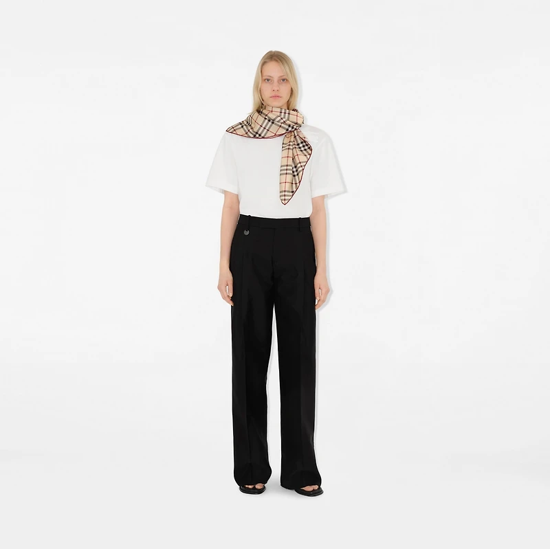 Check Silk Scarf in Stone | Burberry® Official