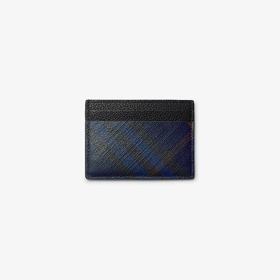 Check Card Case in Midnight - Men, Cotton, Linen | Burberry® Official