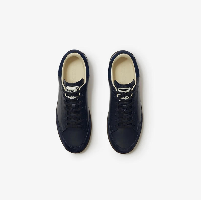 Leather and Suede Set Sneakers in Midnight blue/nocturnal blue - Men | Burberry® Official