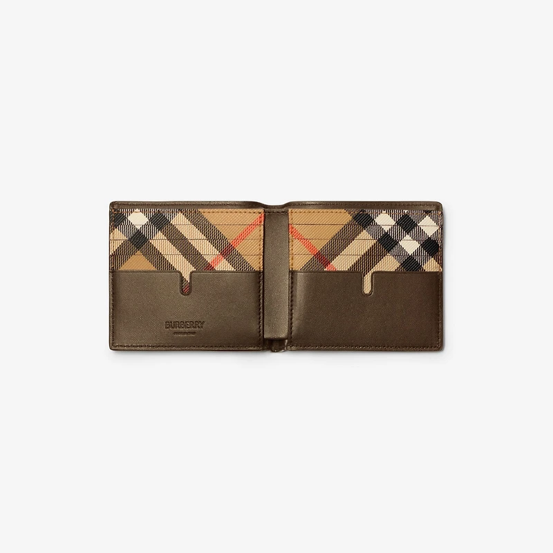 Pop Check Bifold Wallet in Sand beige - Men | Burberry® Official