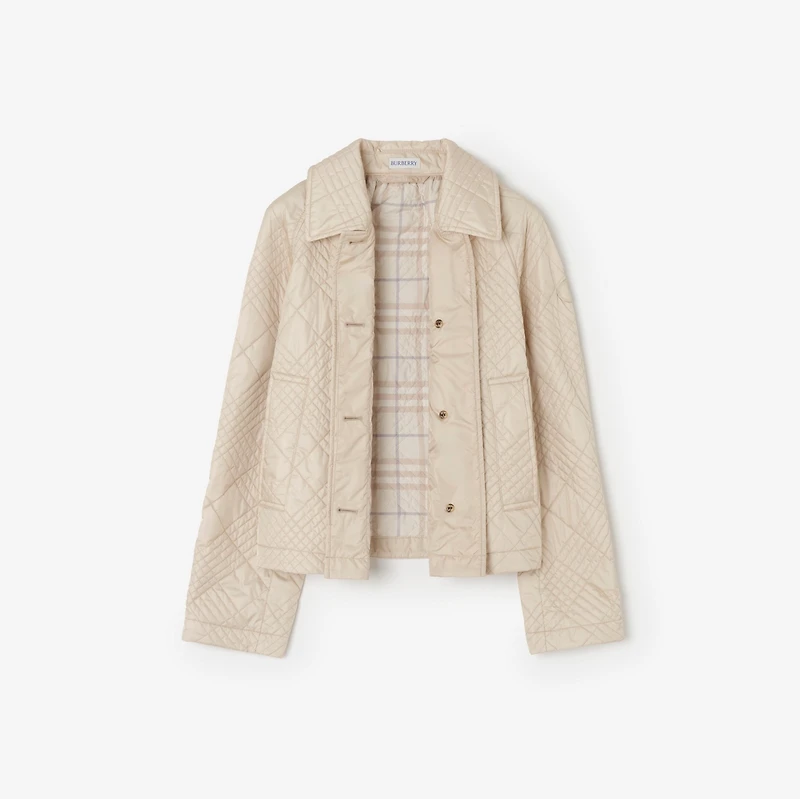 Quilted Nylon Tiffield Jacket in Stone beige - Women | Burberry® Official