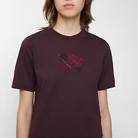 EKD Check Cotton T-shirt in Wine red - Women | Burberry® Official