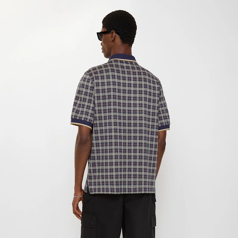 Check Cotton Blend Polo Shirt in Pilot blue - Men | Burberry® Official