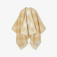 Check Wool Silk Cashmere Cape in Sand beige/ecru beige | Burberry® Official