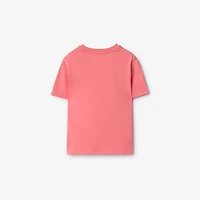 Check Trim Cotton T-shirt in Pale hibiscus | Burberry® Official