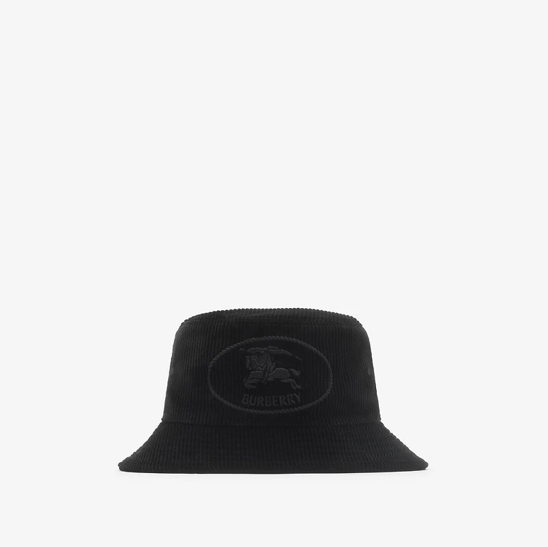 Knight Stamp Corduroy Bucket Hat in Black - Men | Burberry® Official