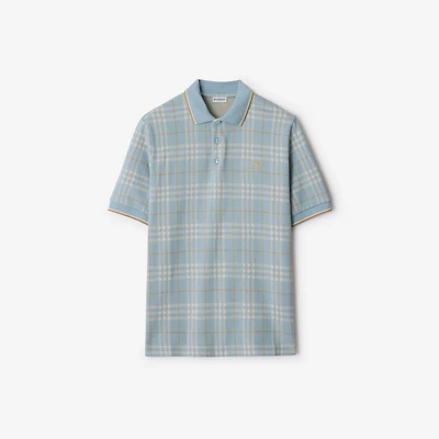 Check Cotton Polo Shirt in Fog blue - Men | Burberry® Official