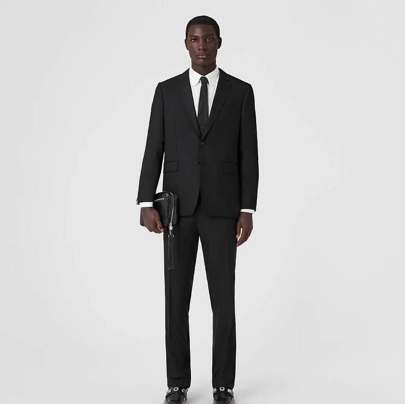 Slim Fit Wool Tailored Trousers in Black - Men | Burberry® Official