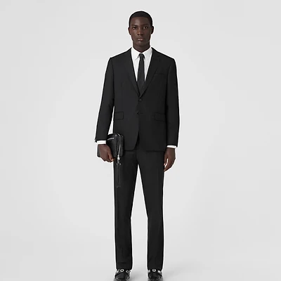 Slim Fit Wool Tailored Trousers in Black - Men | Burberry® Official