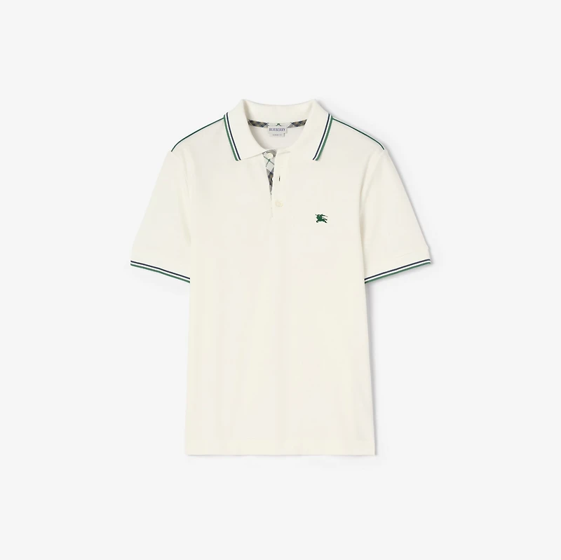 Cotton Blend Tennis Polo Shirt in Chalk white - Men | Burberry® Official