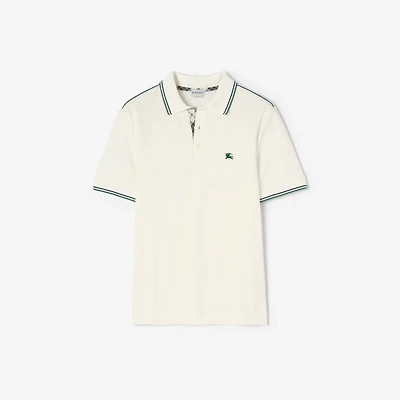 Cotton Blend Tennis Polo Shirt in Chalk white - Men | Burberry® Official
