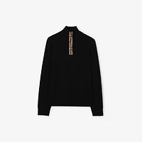 Check Trim Wool Half-zip Sweater in Black - Men, Cashmere | Burberry® Official