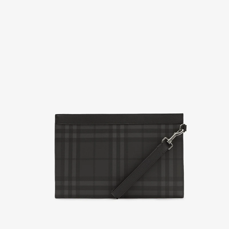City Check Zip Pouch in Iron grey - Men, Cotton, Technical | Burberry® Official