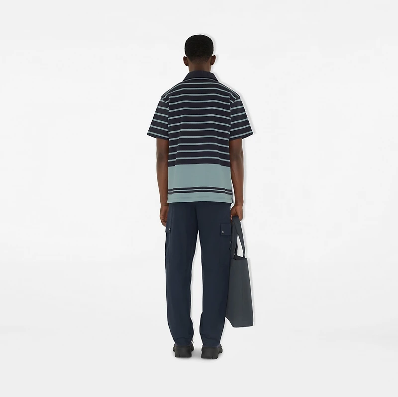 Striped Cotton Polo Shirt in Index blue - Men | Burberry® Official