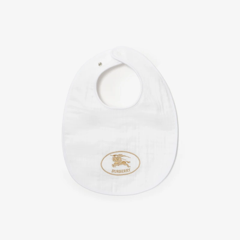 Check Cotton Three-piece Bib Set in White - Children | Burberry® Official