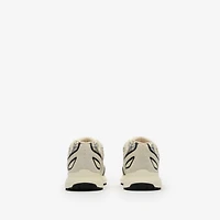 Nylon, Suede and Leather Eclipse Sneakers in Plaster white/stormy blue - Women | Burberry® Official