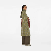 Long Check Stretch Linen Trench Coat in Caper - Women | Burberry® Official