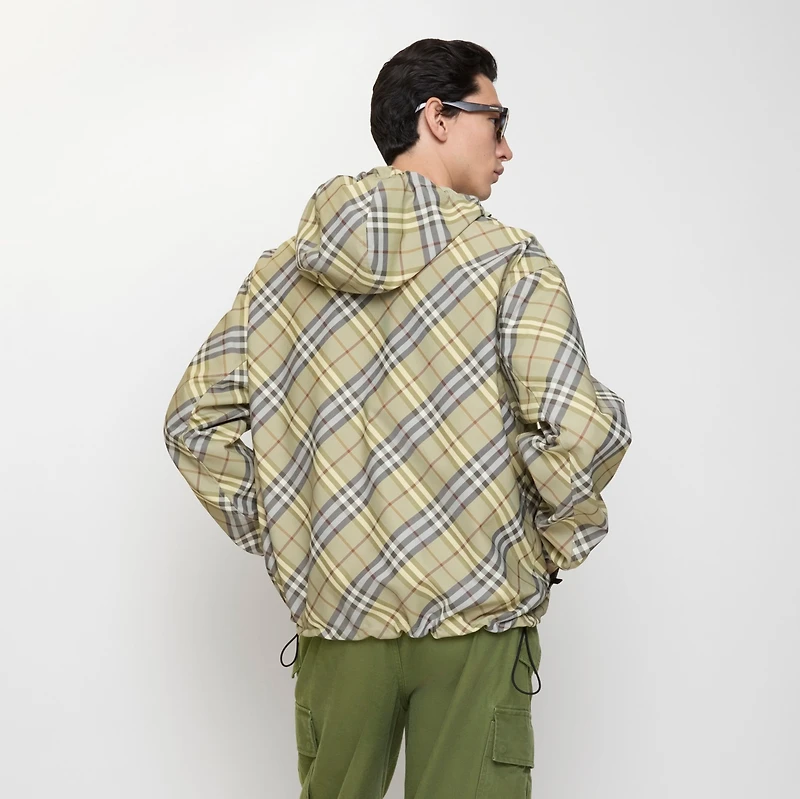 Reversible Check Hooded Jacket in Glade green - Men, Nylon | Burberry® Official