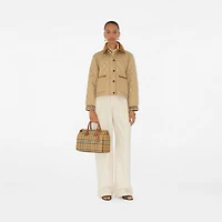 Cropped Quilted Nylon Jacket in Flax/sand - Women | Burberry® Official