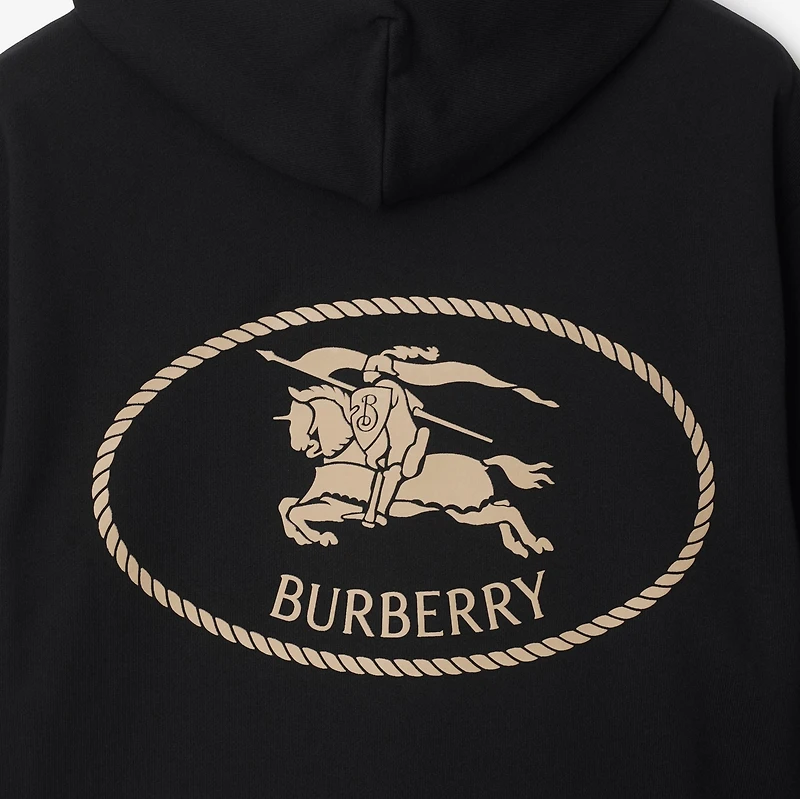 Knight Stamp Cotton Hoodie in Black - Men | Burberry® Official
