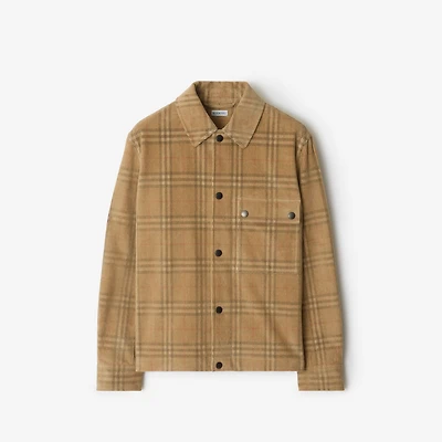 Check Corduroy Overshirt in Sand - Men, Cotton | Burberry® Official