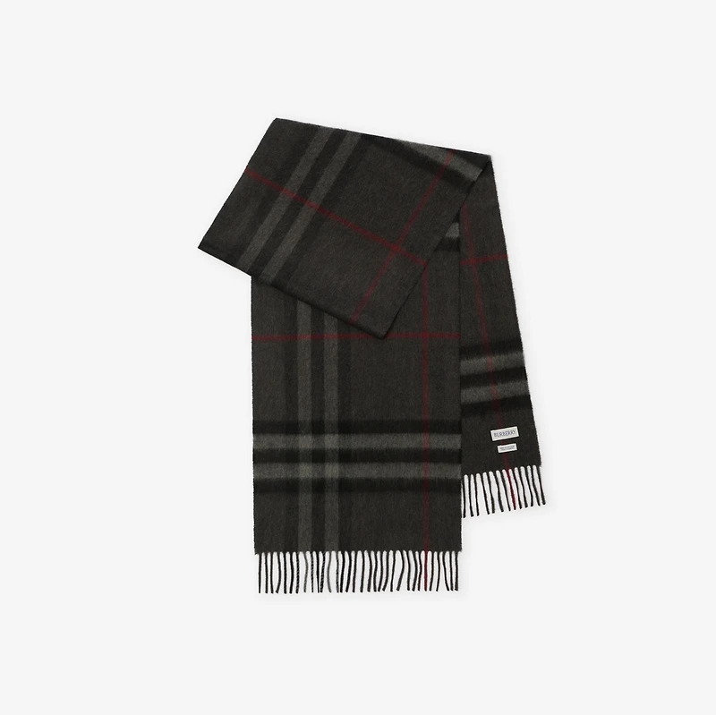 Check Cashmere Scarf in Charcoal | Burberry® Official