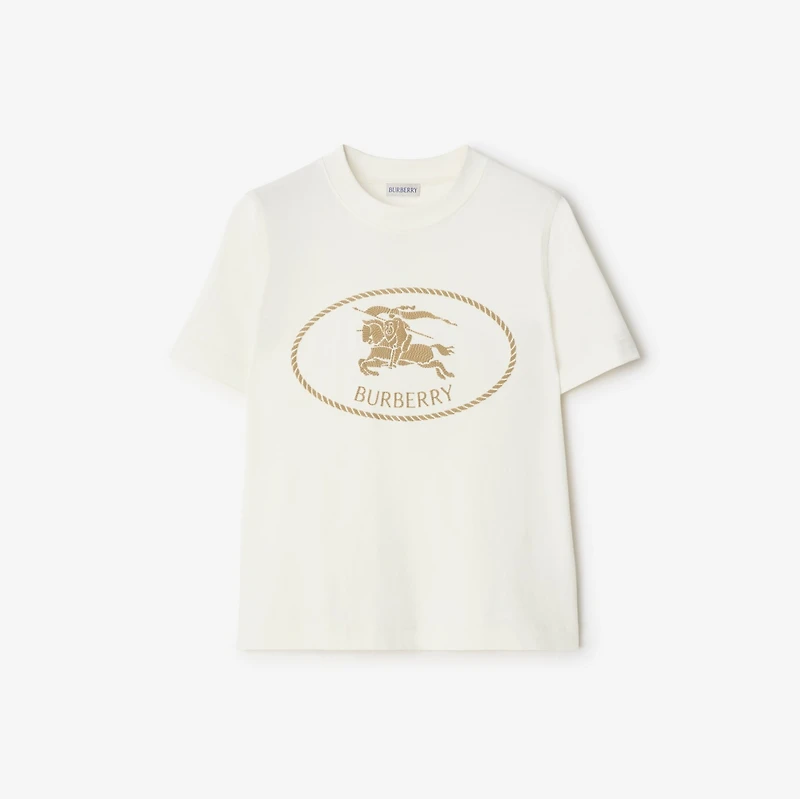Knight Stamp Cotton T-shirt in Chalk white - Women | Burberry® Official