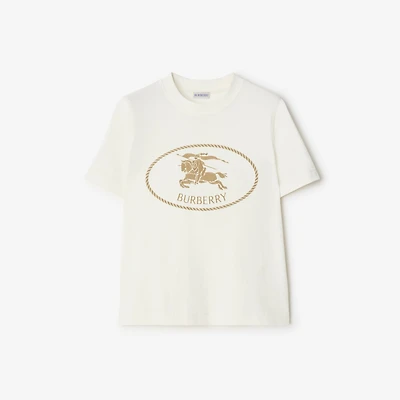 Knight Stamp Cotton T-shirt in Chalk white - Women | Burberry® Official