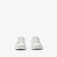 Embossed Check Leather Set Sneakers​ in Porcelain white - Women | Burberry® Official