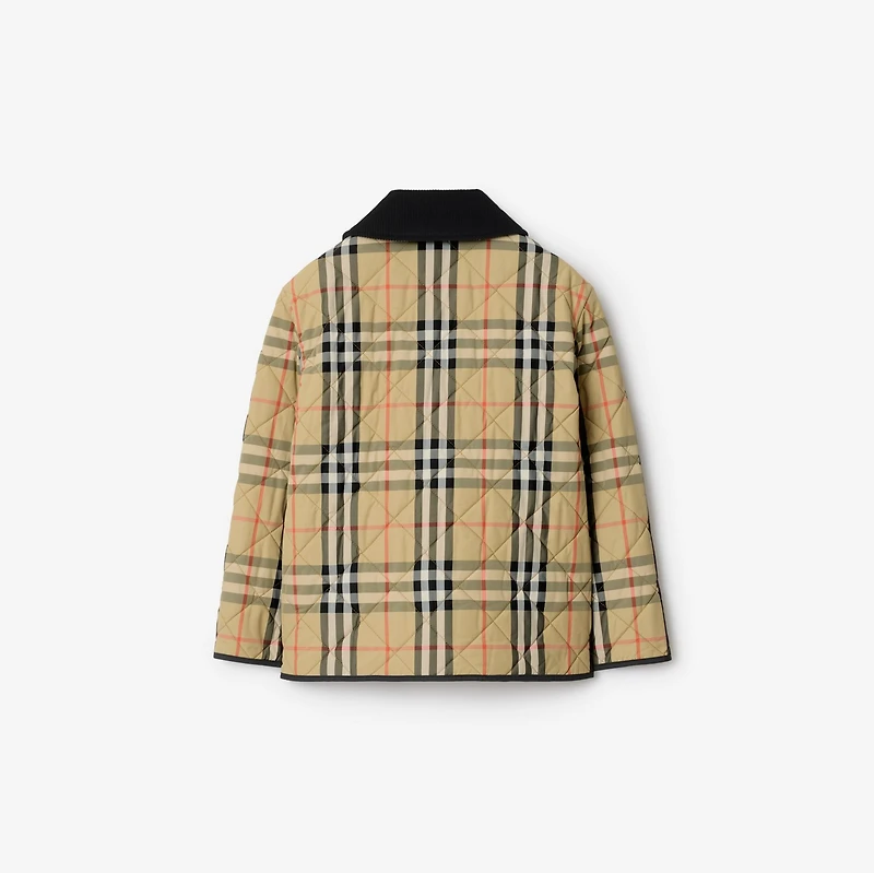 Check Quilted Nylon Barn Jacket in Sand | Burberry® Official