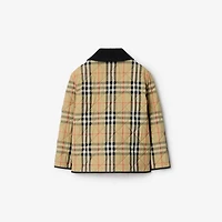 Check Quilted Nylon Barn Jacket in Sand | Burberry® Official