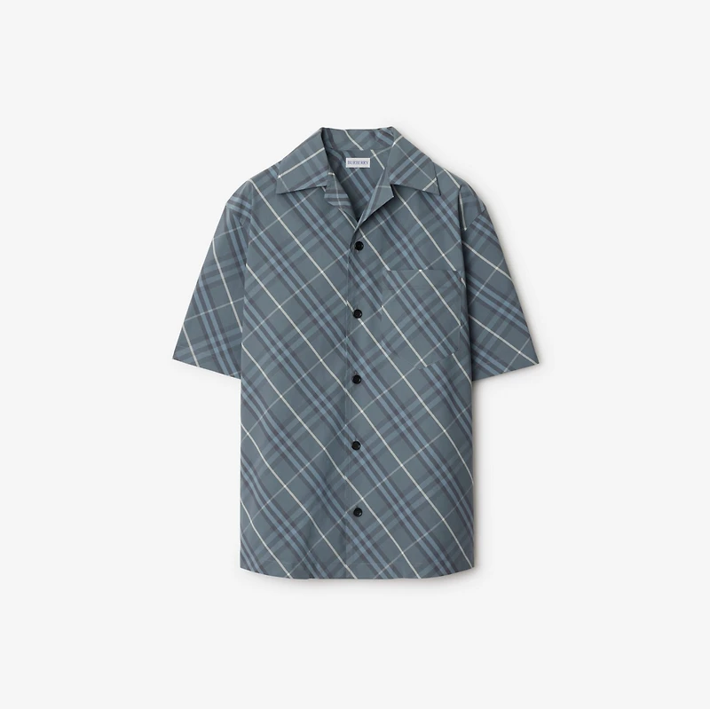 Relaxed Fit Check Cotton Shirt in Pewter - Men | Burberry® Official