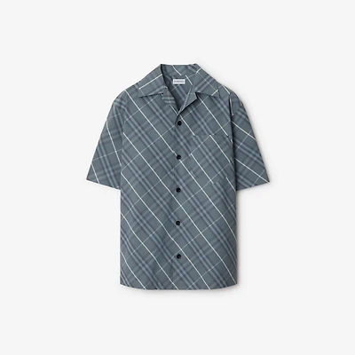 Relaxed Fit Check Cotton Shirt in Pewter - Men | Burberry® Official