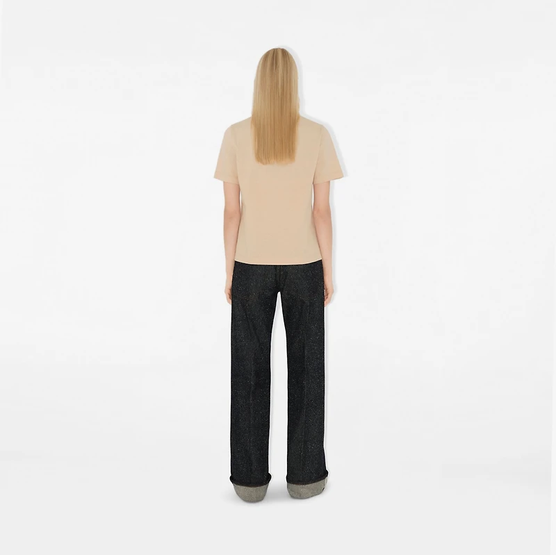 Check Label Cotton T-shirt in Teacup - Women | Burberry® Official