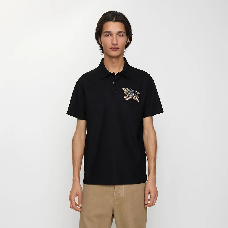 EKD Check Cotton Polo Shirt in Black - Men | Burberry® Official