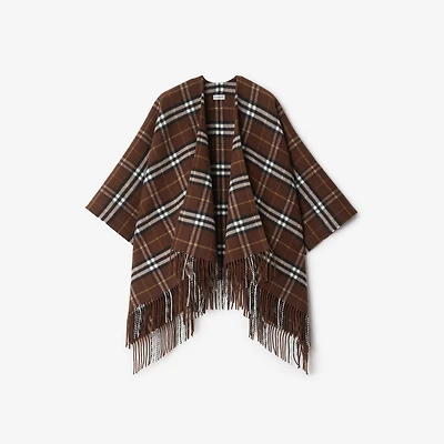 Check Wool Cashmere Cape in Treacle | Burberry® Official