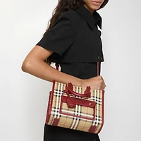 Mini Freya Tote in Archive beige/ruby red - Women | Burberry® Official