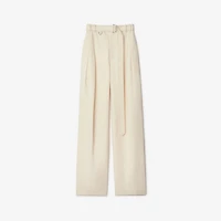 Gabardine Belted Trousers in Lunar - Women, Cotton | Burberry® Official