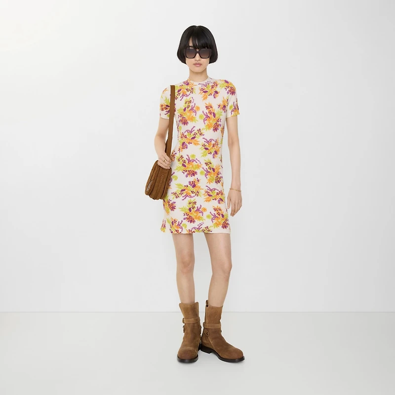 Floral Cotton Blend Dress in Allium purple - Women, Nylon, Linen | Burberry® Official