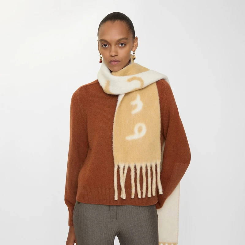 Reversible Logo Alpaca Wool Blend Scarf in Sand | Burberry® Official