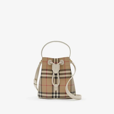 Mini Check Bucket Bag in Archive beige/soap beige - Women, Cotton, Technical | Burberry® Official