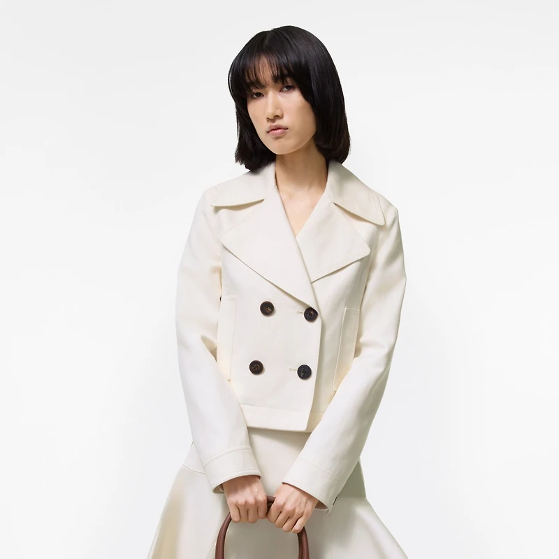 Cropped Cotton Jacket in Tundra white - Women | Burberry® Official