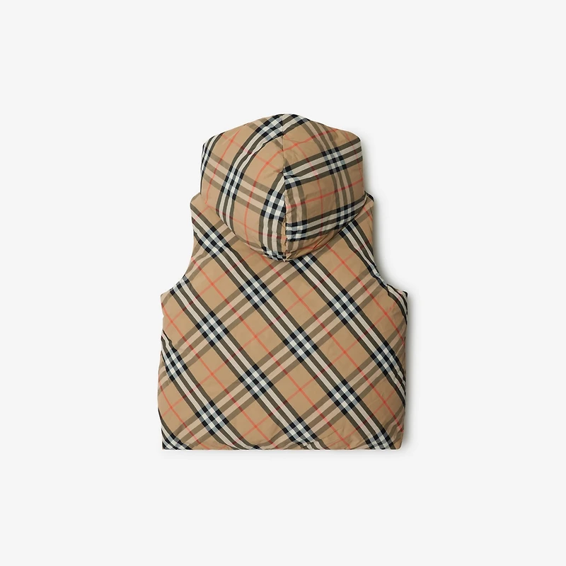 Reversible Check Nylon Padded Gilet in Sand | Burberry® Official