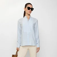 Relaxed Fit Striped Silk Poplin Shirt in Ice blue/chalk white - Women | Burberry® Official