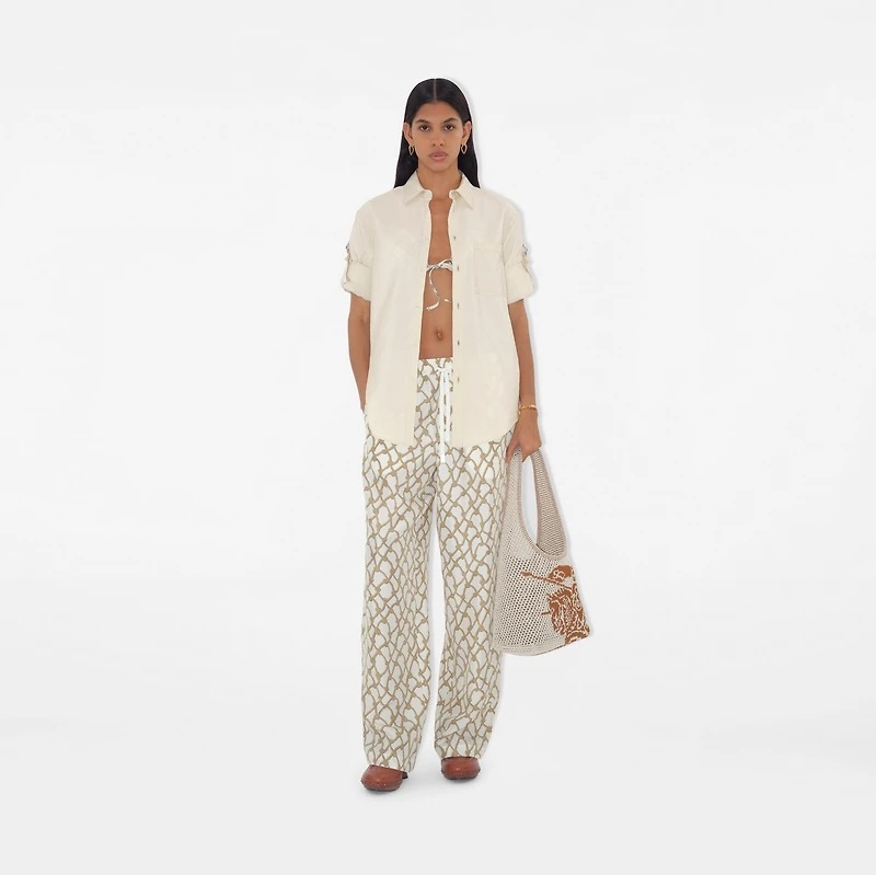Knot Silk Trousers in Thatch - Women | Burberry® Official