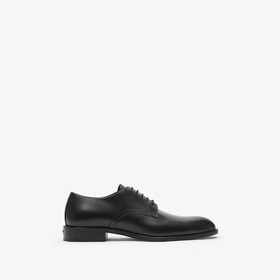Leather Carlyle Stamp Derby Shoes in Black - Men | Burberry® Official