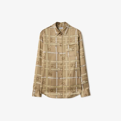 Regular Fit Belt Check Viscose Shirt in Sand beige - Women | Burberry® Official